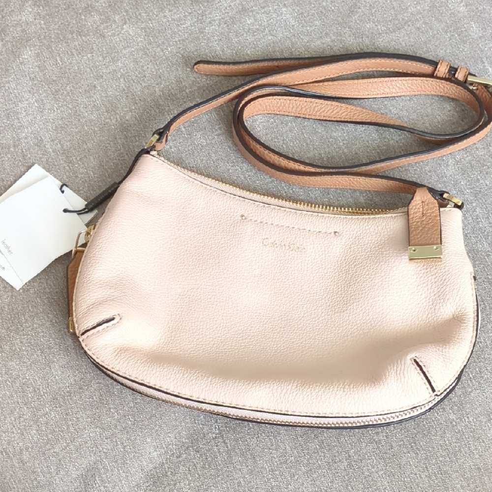Calvin Klein Tan Leather Crossbody Bag